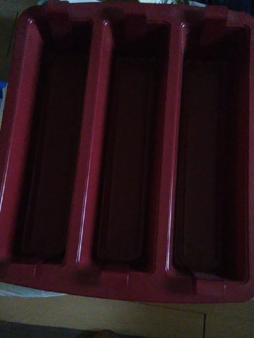 Red 3-Cavity Loaf Silicone Bake Mold - Home Kitchen Bakeware